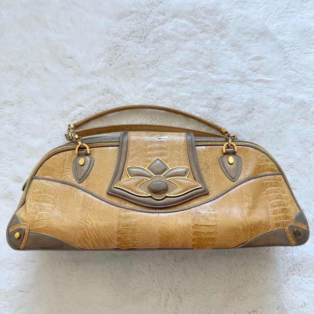 JUDITH LEIBER lux exotic skin ostrich Vintage Retail 2800$